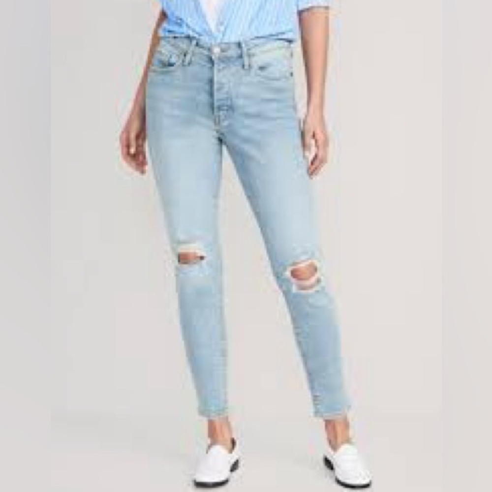 Old Navy HighWaisted OG Straight Ripped Ankle Jeans